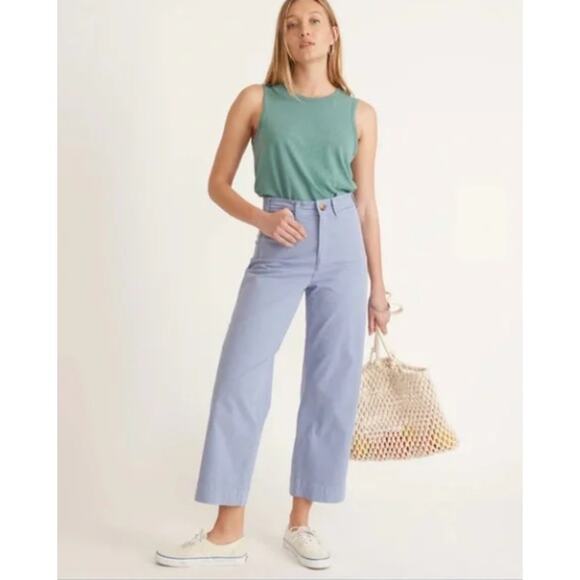 Marine Layer Bridget Wide Leg Crop Pants Marina Blue Periwinkle 14 - Picture 1 of 5
